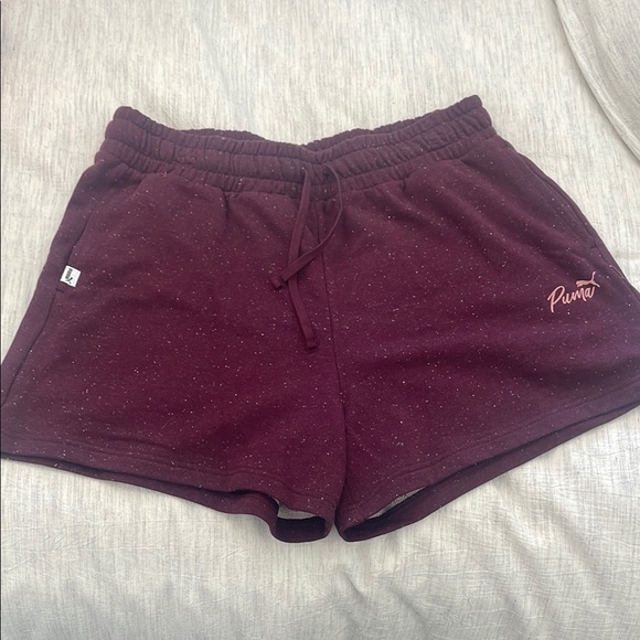 Puma Pants - Puma Burgundy Athletic Shorts with Elastic Waistband